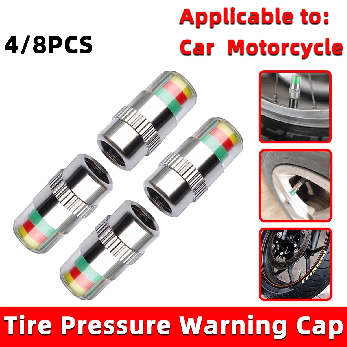 Комплект из 4/8 шт. колпачков  – обзор и цена Tyre Pressure Gauge